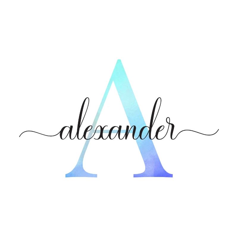 A| Monogramme | Nom | Alexandre | Aquarelle