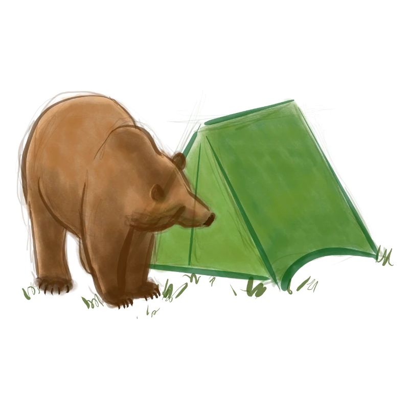 Bear Camping by Tent