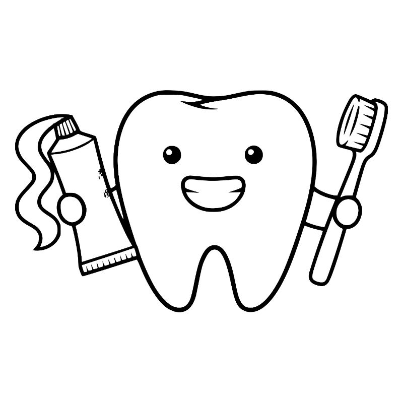 Cute Tooth with Toothbrush