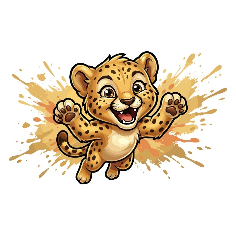Springender Leopardenjunge