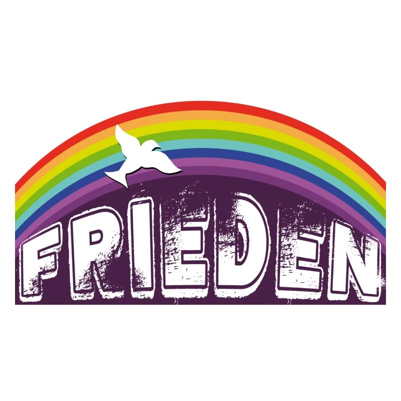 FRIEDEN SCHRIFTZUG mit Regenbogen