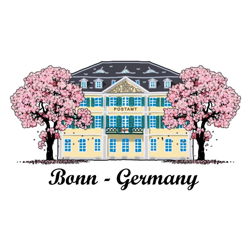 Bonn Old Post Office, Cherry Tree Blossoms, Germany