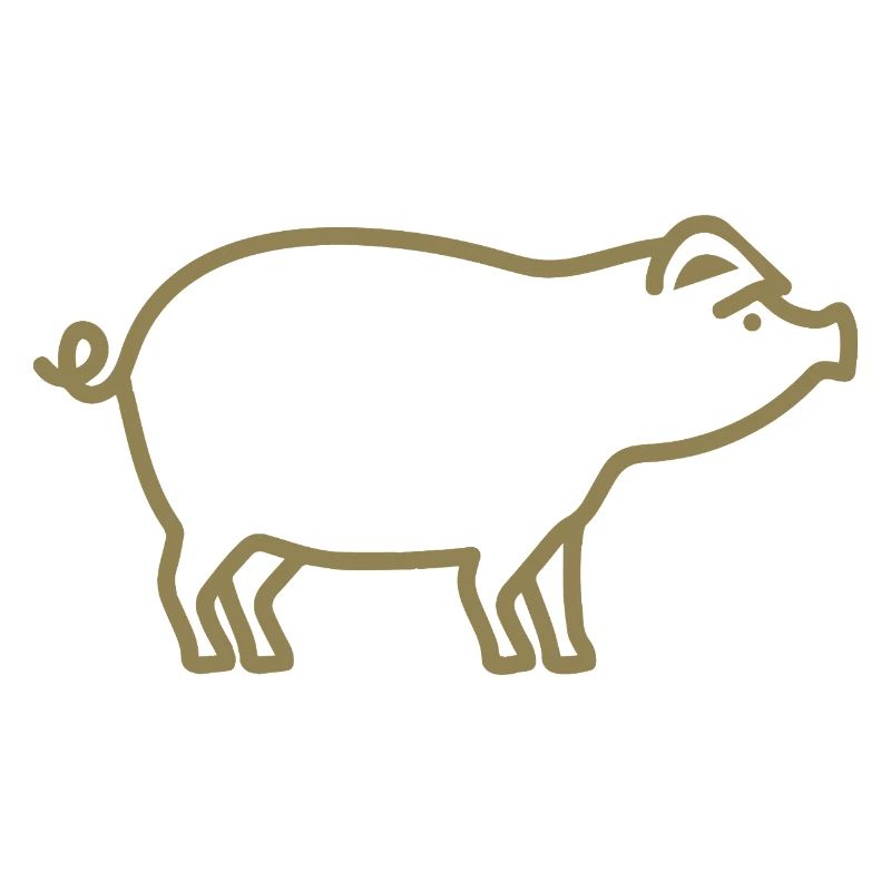 Cute Pig Silhouette Minimalist Farmer
