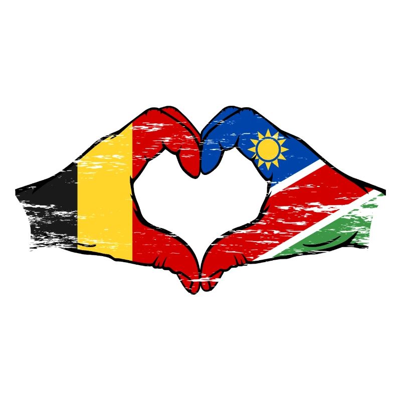 Belgium Namibia Flag Hands Heart Shape Used