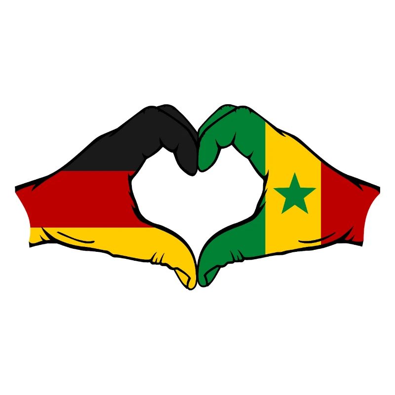 Germany Senegal flag hands heart shape