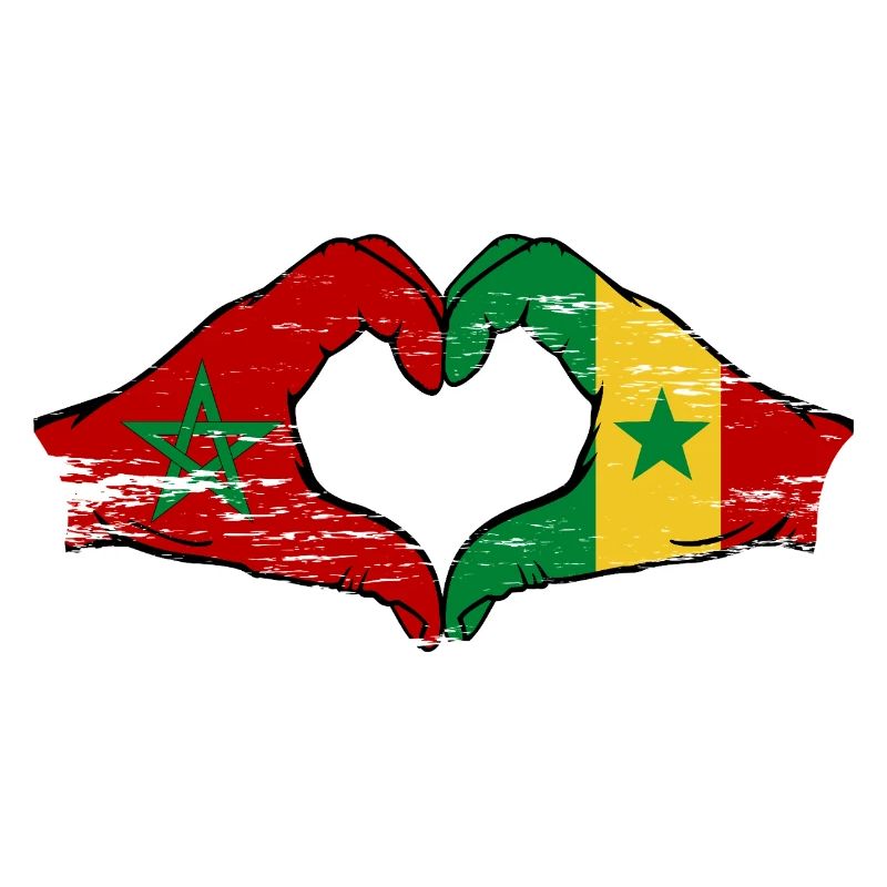 Drapeau du Maroc Sénégal mains forme de coeur utilisé