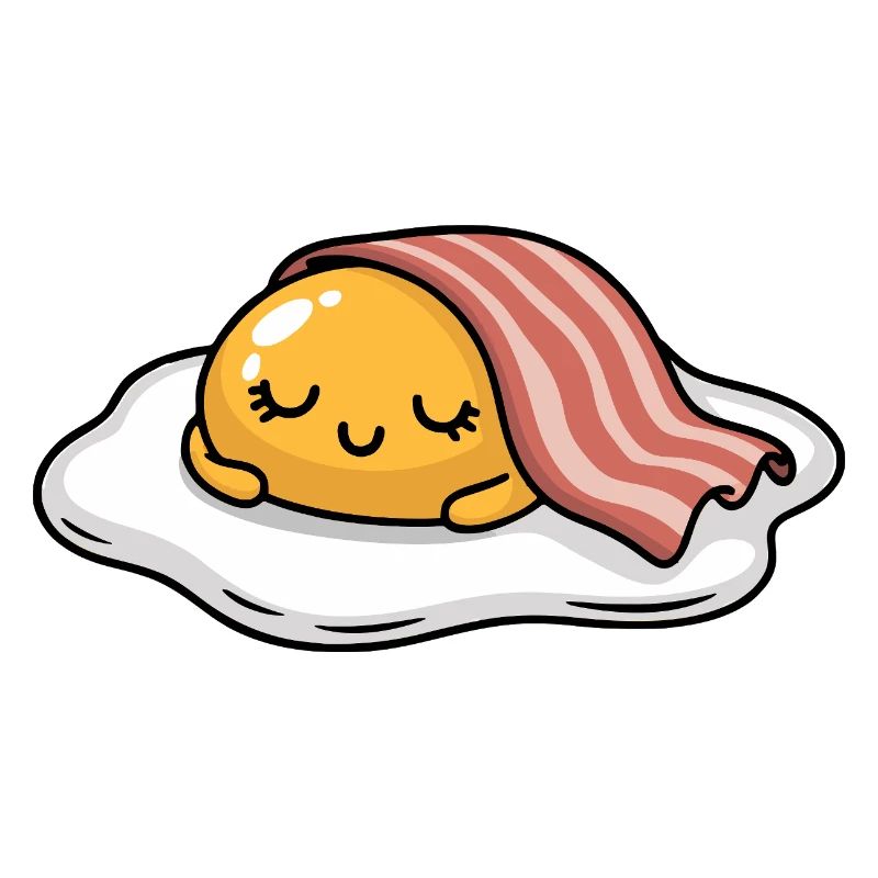 Sleeping Egg with Bacon Cartoon