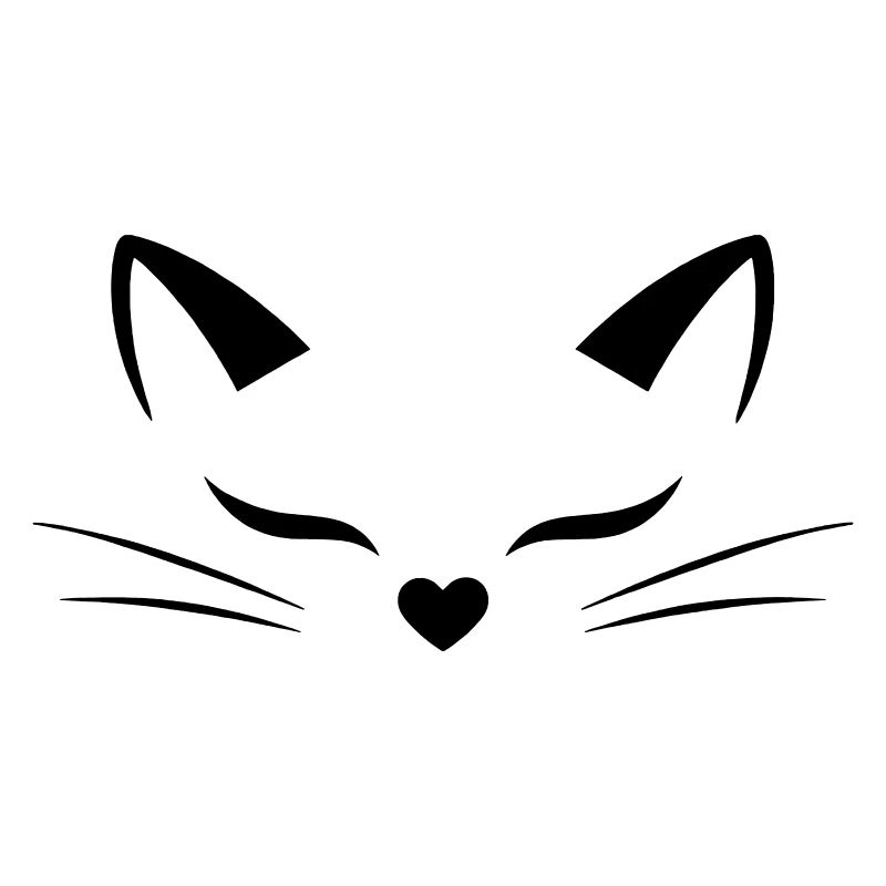 Visage de chat mignon avec nez en forme de cœur | Style d’art lineal