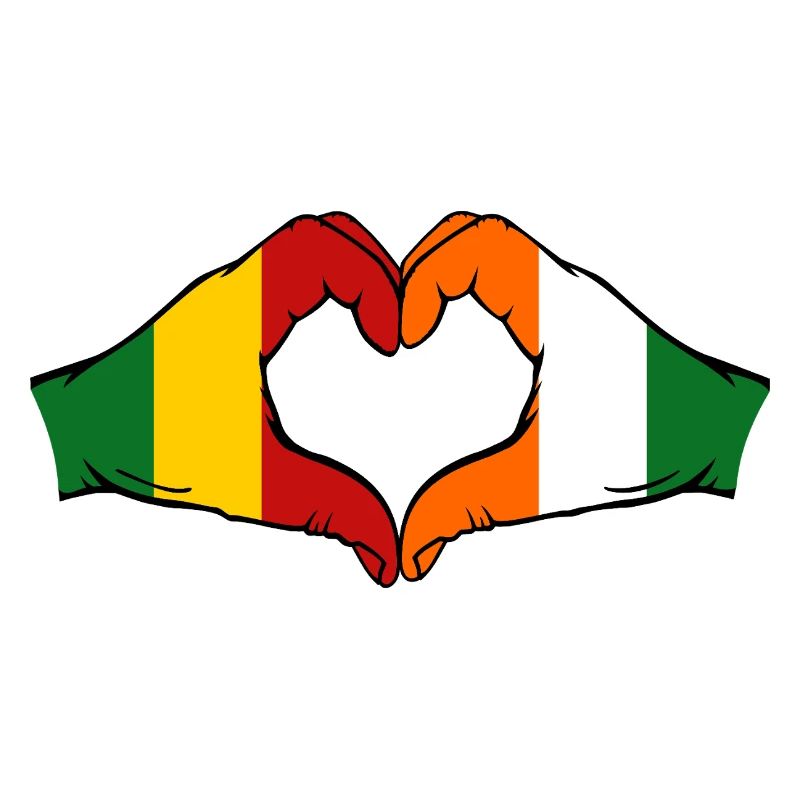 Drapeau de la Côte d’Ivoire du Mali Mains en forme de cœur