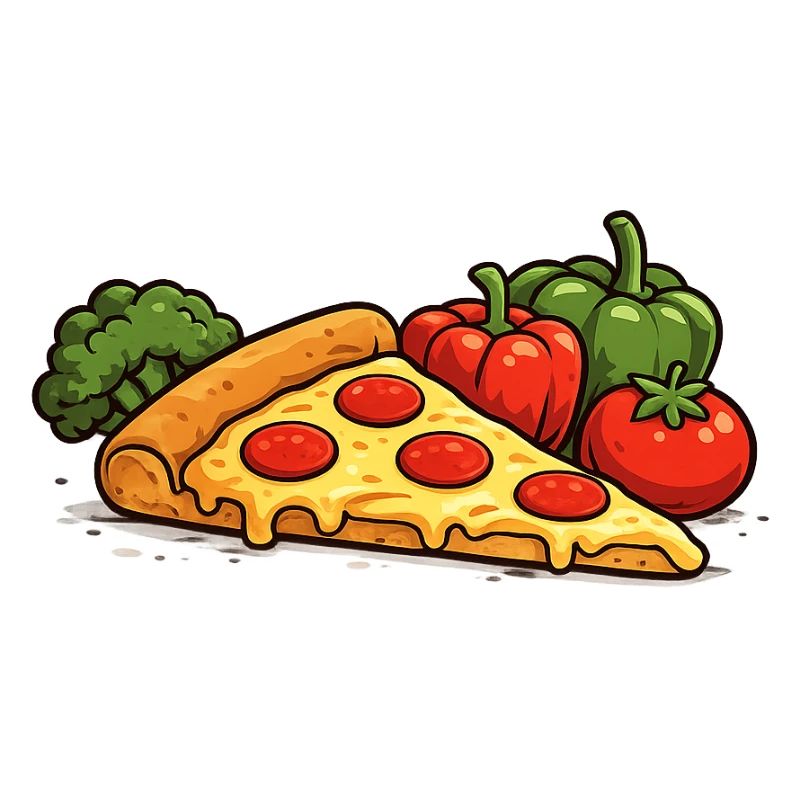 La pizza est mon légume - Un design de restauration rapide amusant