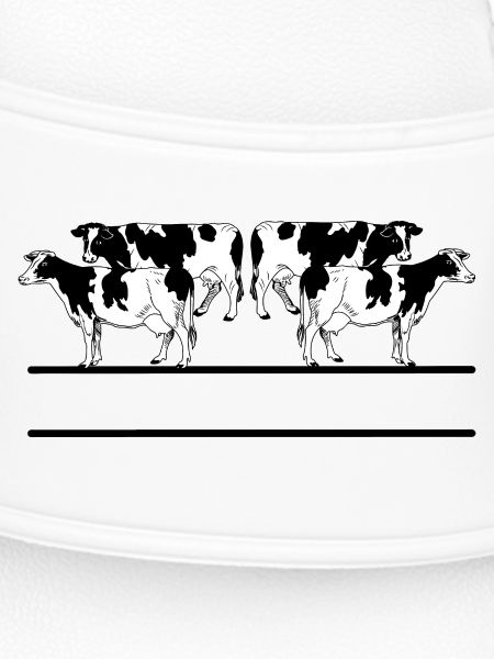 Schwarz-Weiß-Monogramm mit vier Kühen