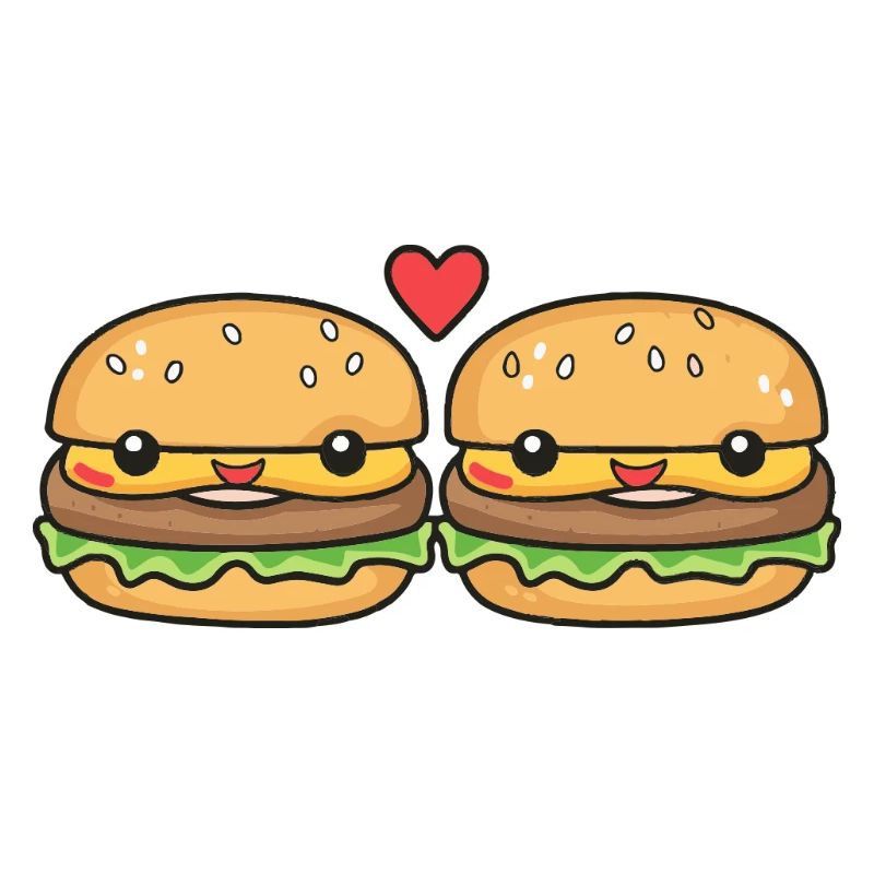 Burger Paar Liebe Herz Comic