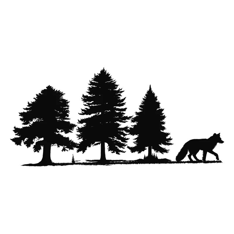 Forest Path Fox Silhouette