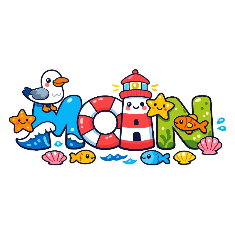 MOIN Möwe Leuchtturm Maritim Bunt