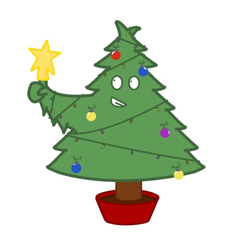 Lächelnder Weihnachtsbaum mit Lichtern