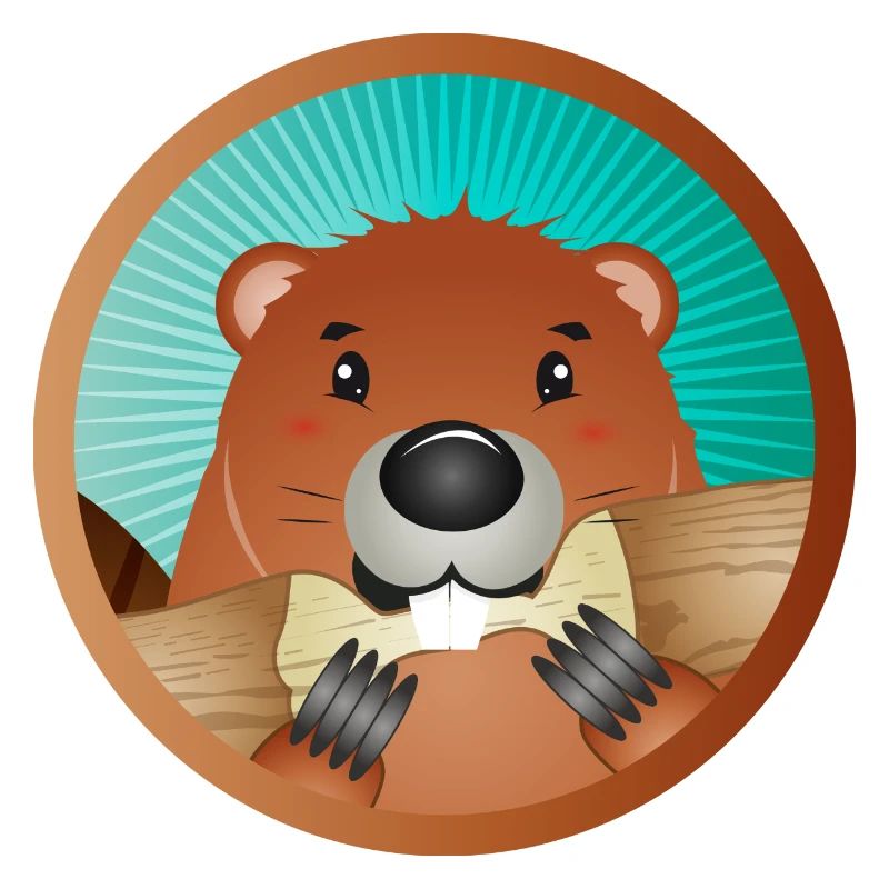 mignon rongeur patch - castor grignote le bois