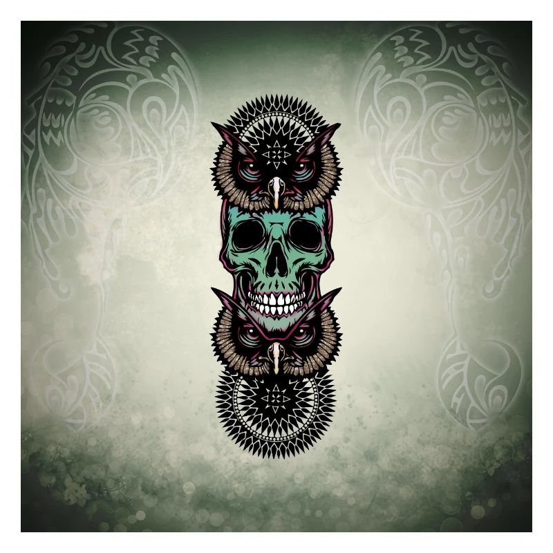 Totenkopf mit Eule