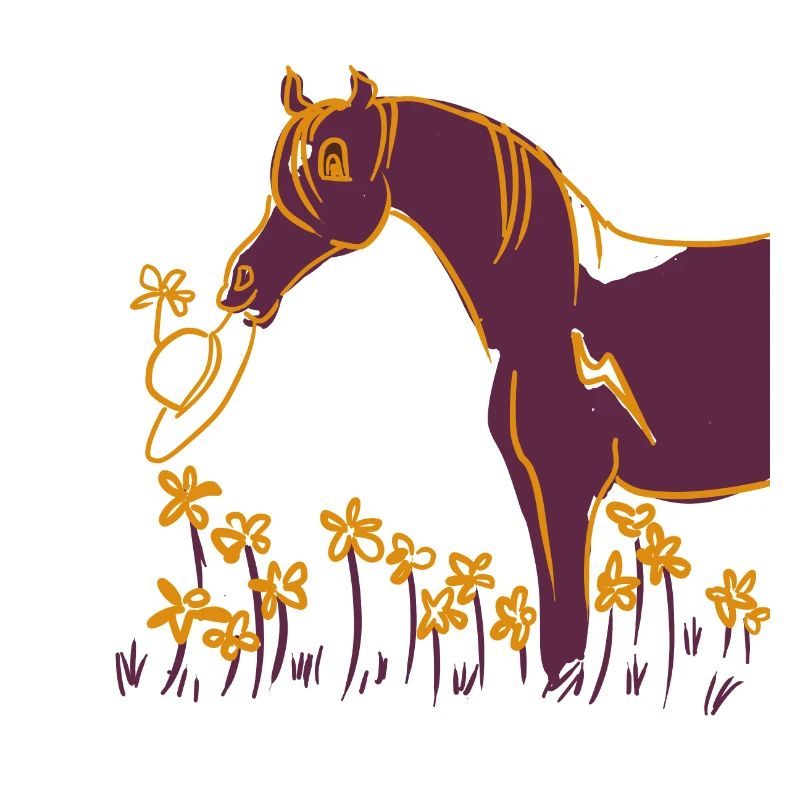 Lila Pferd mit Blumenring