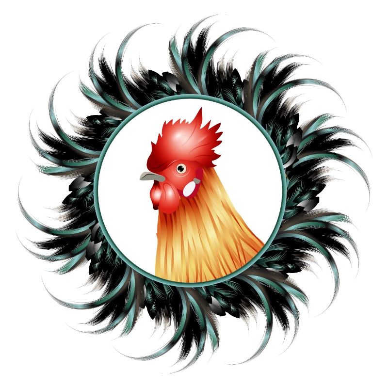 magnificent rooster in feather frame