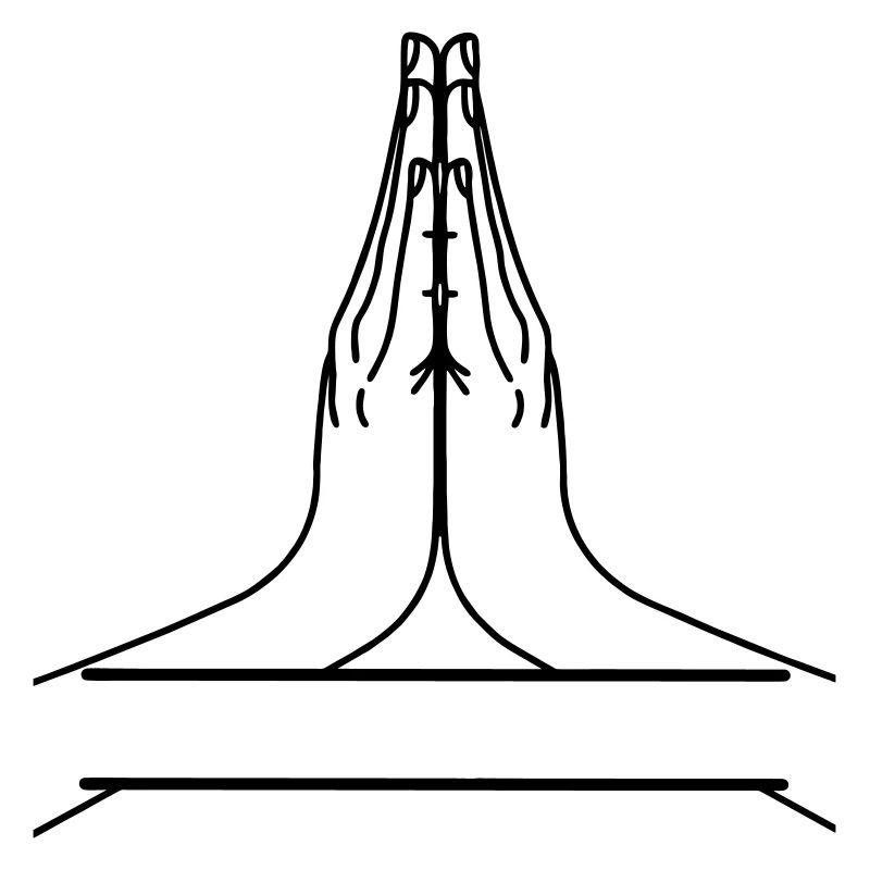 Namaste two hands with text bar.