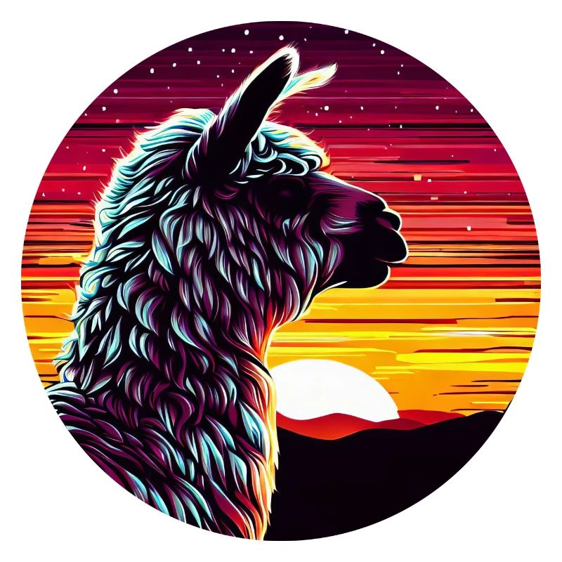 Lama Alpaca Sunset Side View