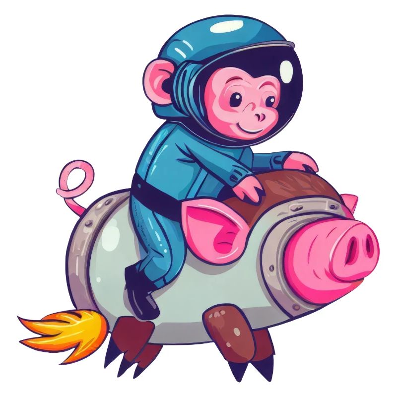 Schwein und Affe als Astronauten