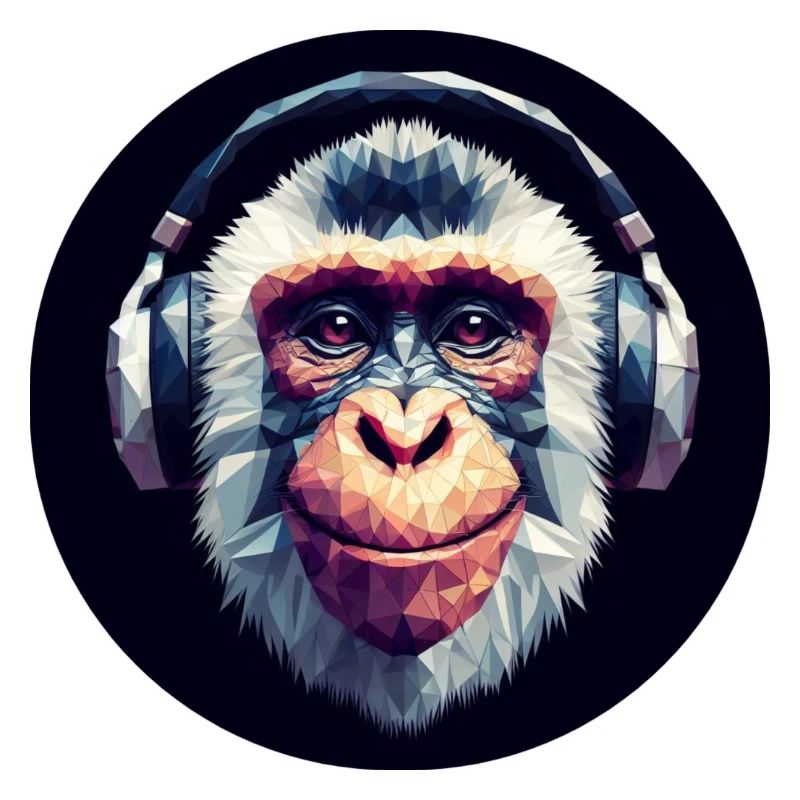 Cooler Affe mit Kopfhörern