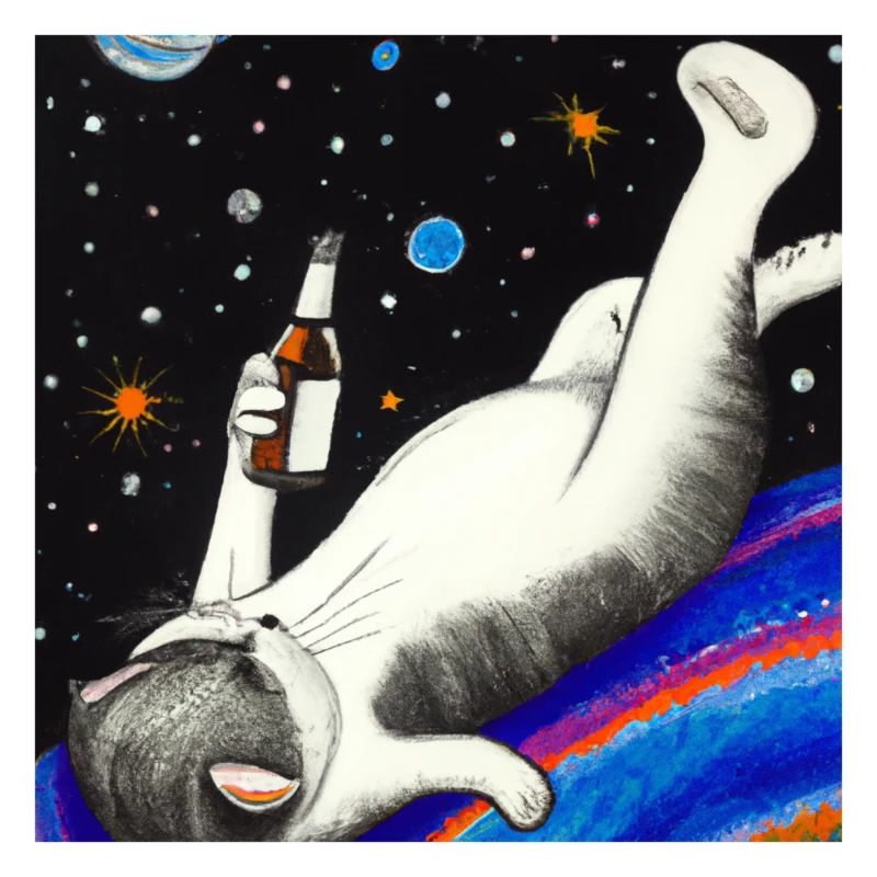 Chat ivre dans l’espace.