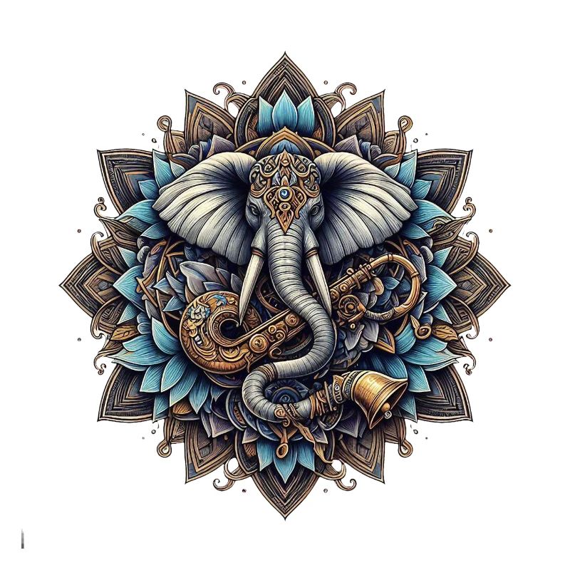 Elefantenmandala im Steampunk-Stil