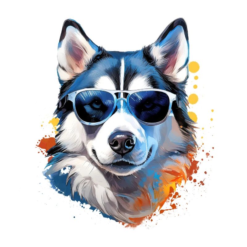 Husky avec lunettes de soleil