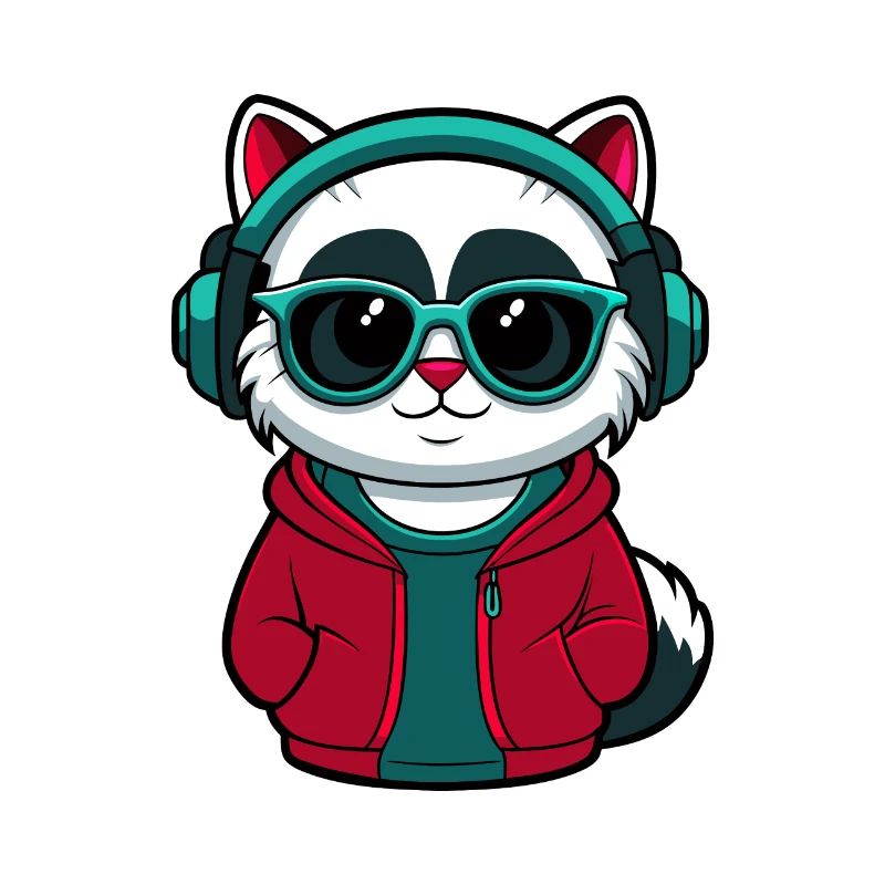 Coole Katze mit Kapuzenpullover und Brille Design