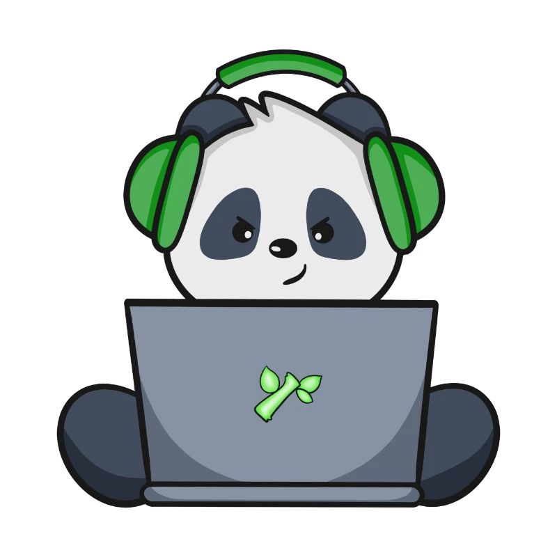 Gaming Panda with green headset