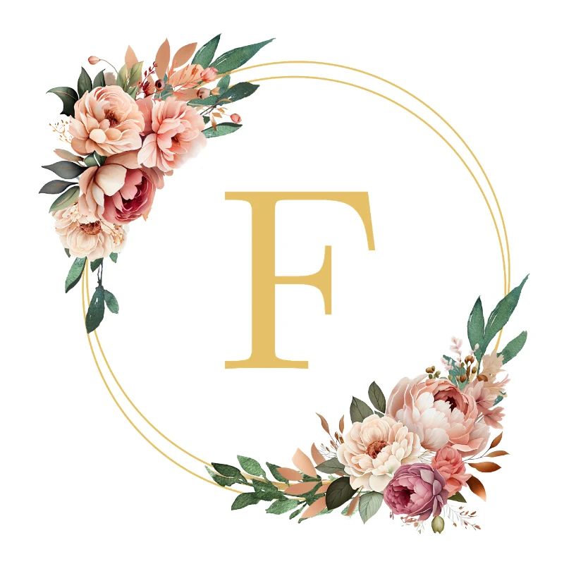 F Monogram, Couronne de fleurs, Personnalisable