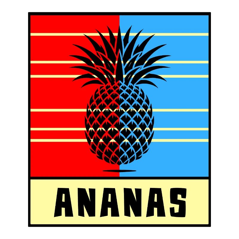 Style pop à l’ananas – Rouge et bleu