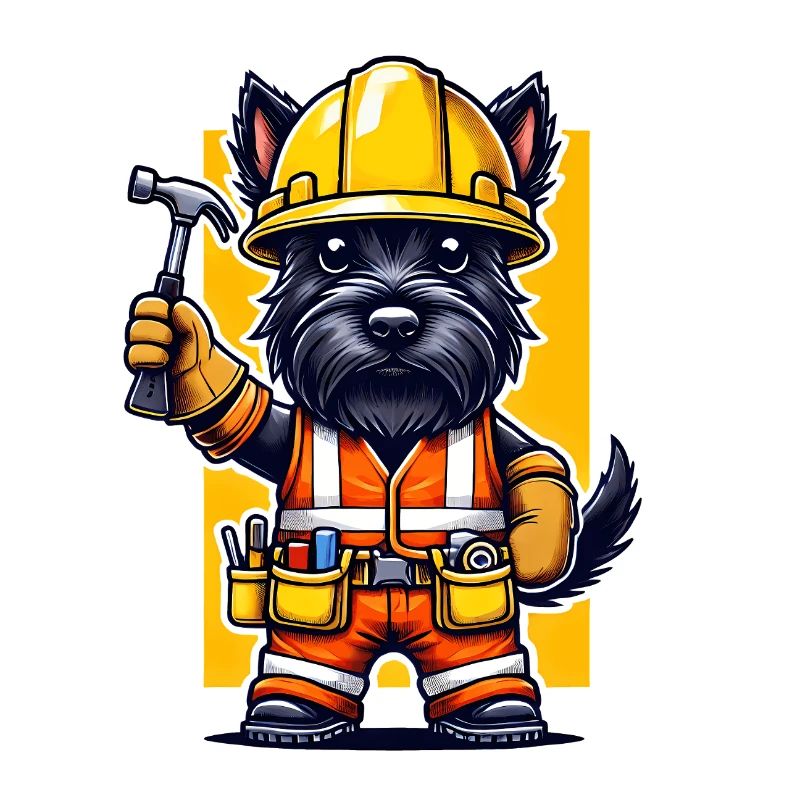 Scottish Terrier Construction Worker