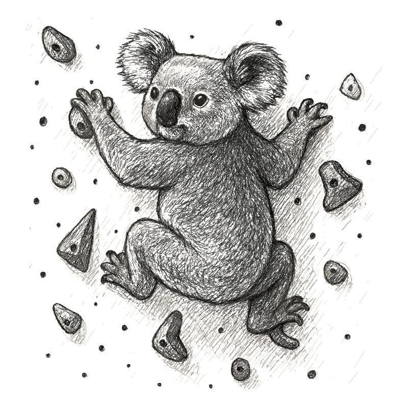 Bouldering Koala Bear Climbing Drawing Gift