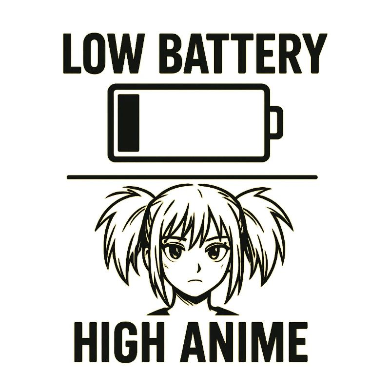 Anime Mädchen mit Akku Warnung