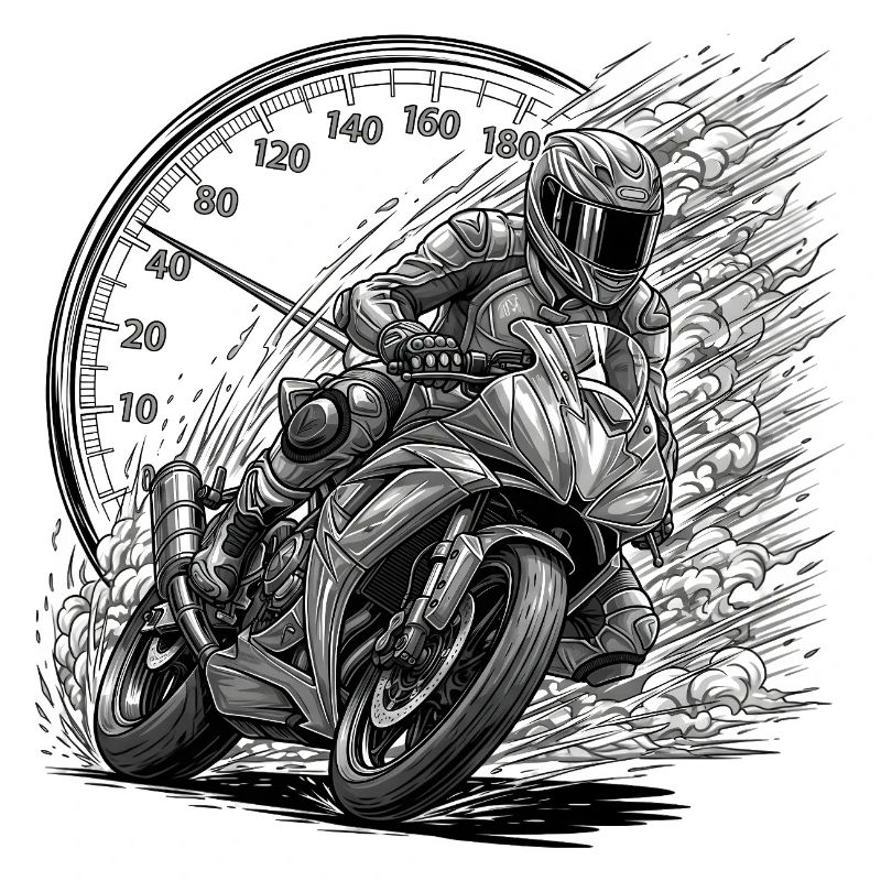 Biker, der von Geschwindigkeit angetrieben wird