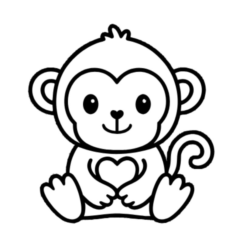 Cute Monkey Outline Tee