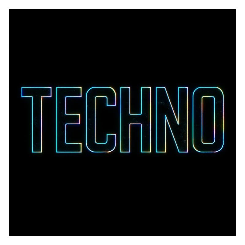 Neon Techno lettering on black