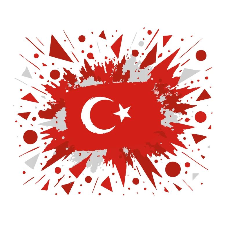 Turkish flag with Artistic Splash Rain