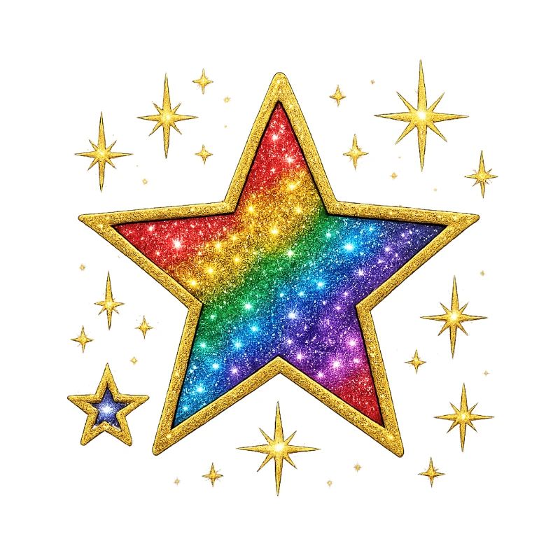 Leuchtendes Glitzer-Regenbogen-Stern-Design