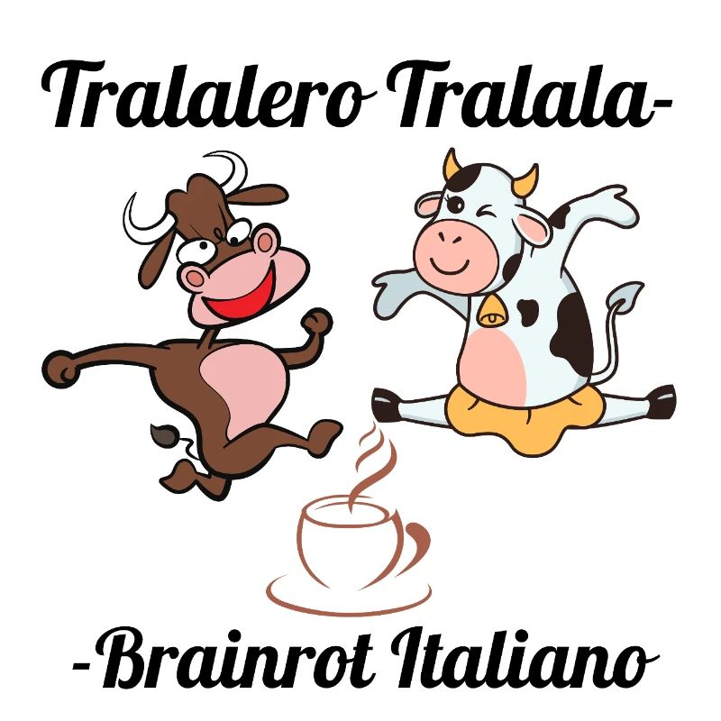 Cheerful cows and bull on coffee background