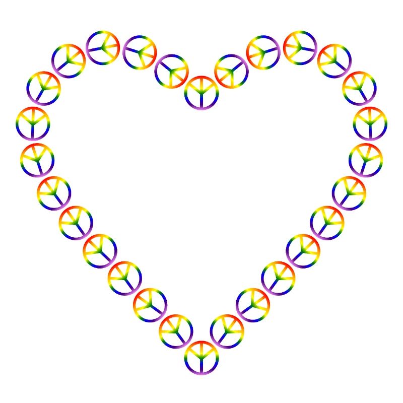 Rainbow Peace Heart Pattern