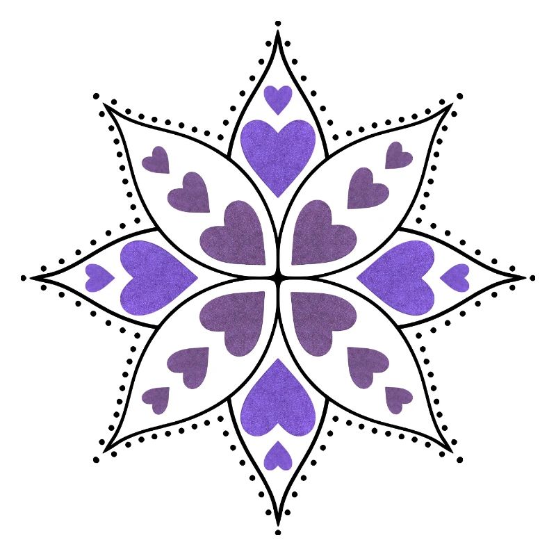 Mandala mit lila Herzen