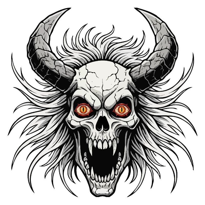 Crâne de diable avec des cornes