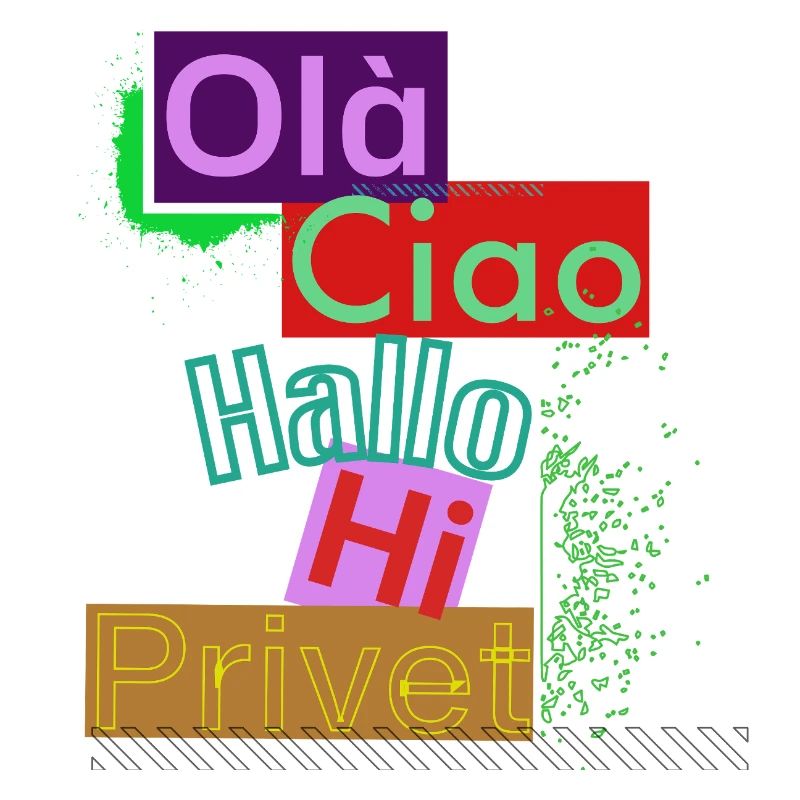 Variété de langues Conception de salutation colorée