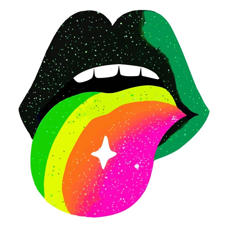 Rainbow Tongue Pop Art Lips