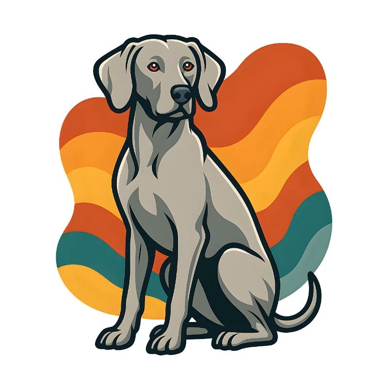 weimaranerWHund in retro wave pattern