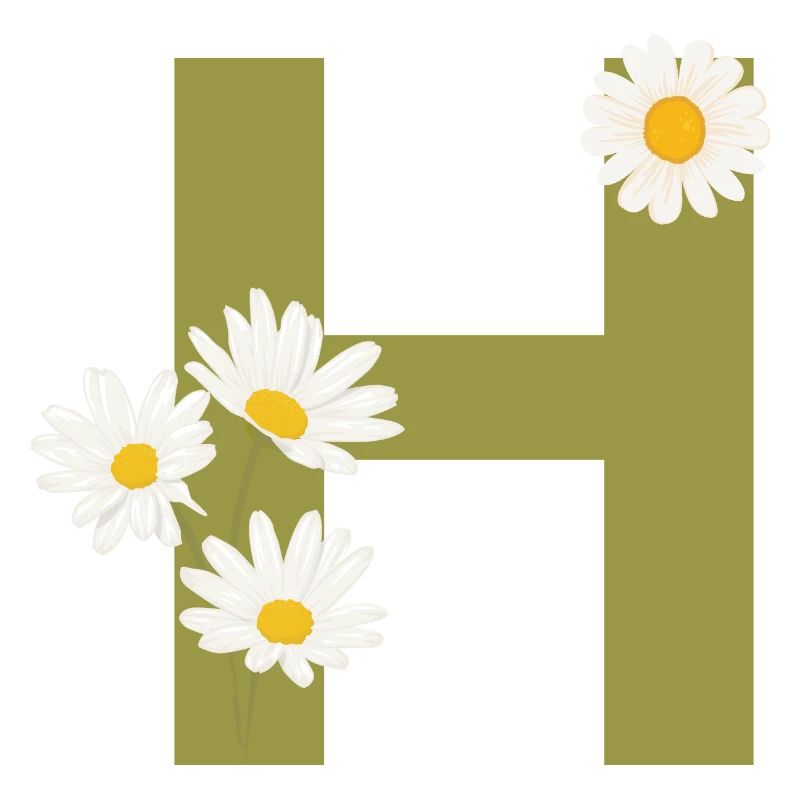 Buchstabe h grüne Gänseblümchen